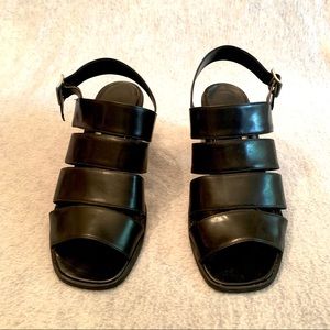 Enzo Angiolini black leather heeled sandals